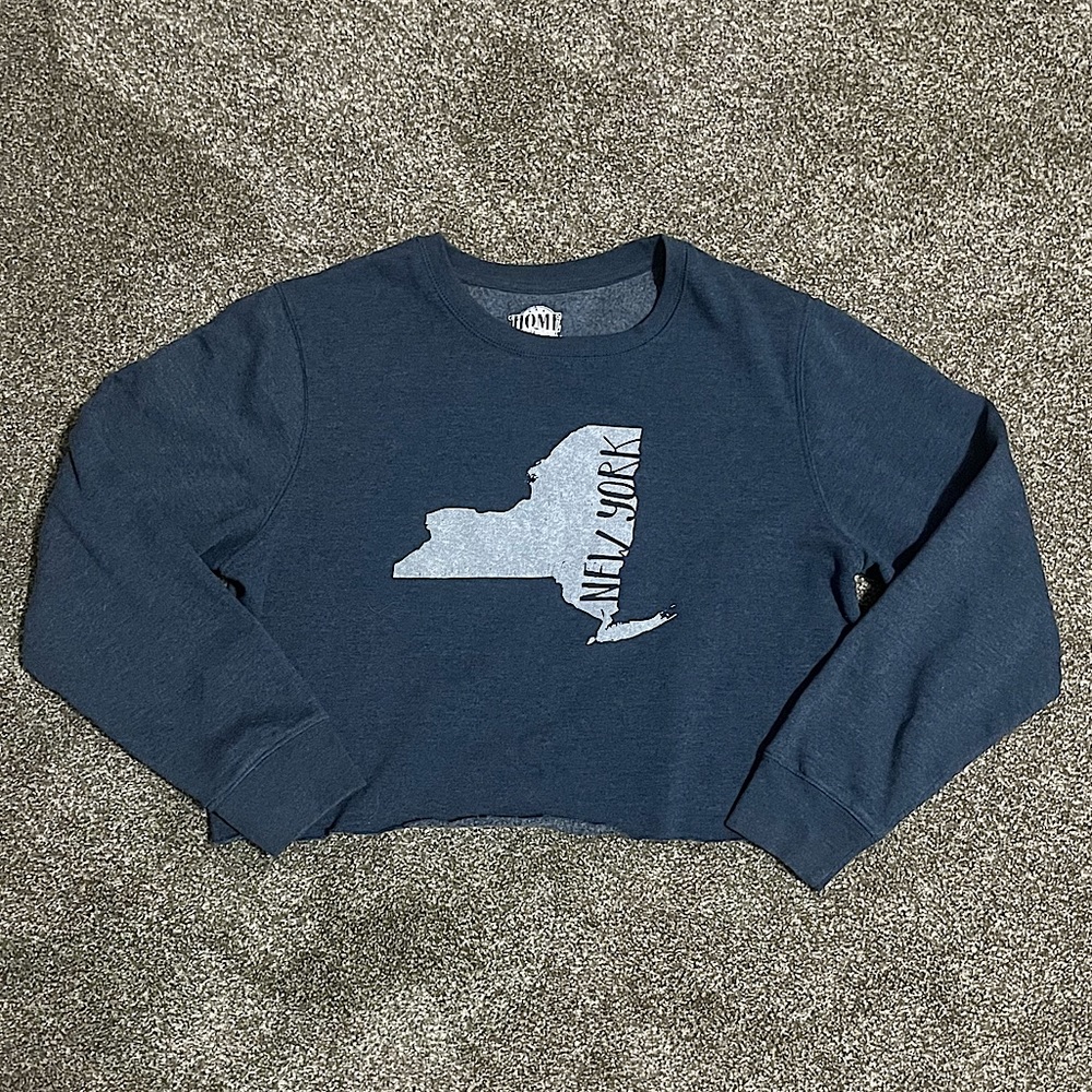 New York Cropped Fleece Crewneck Sweatshirt
